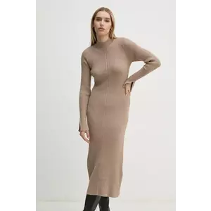 Barbour rochie culoarea bej, midi, mulată, LDR0824 imagine