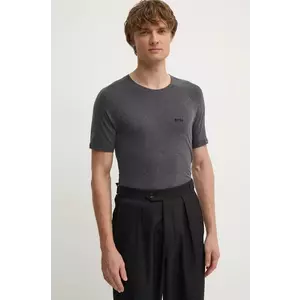 BOSS tricou din lana culoarea gri, neted imagine