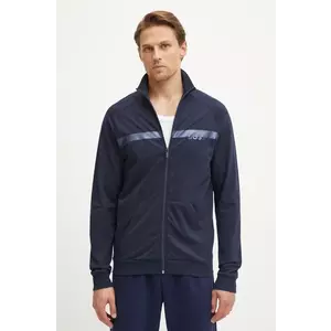 BOSS hanorac de bumbac barbati, culoarea albastru marin, cu imprimeu, 50527453 imagine