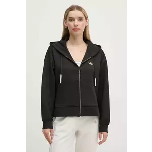 Aeronautica Militare bluza femei, culoarea negru, cu glugă, neted, FE1965DJ659 imagine