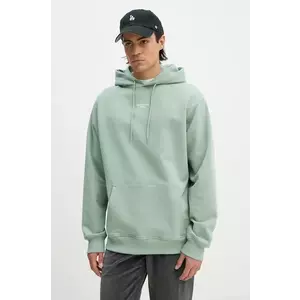 Drôle de Monsieur hanorac de bumbac Le Hoodie Slogan Classique barbati, culoarea verde, cu glugă, neted, E.HO161.CO127.WG Le Hoodie Slogan Classique imagine