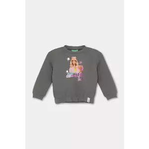 United Colors of Benetton hanorac de bumbac pentru bebelusi culoarea gri, cu imprimeu, 3J68G10HI imagine