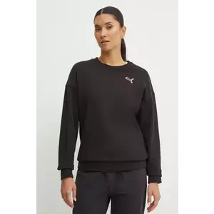 Puma hanorac de bumbac femei, culoarea negru, neted, 676803 imagine