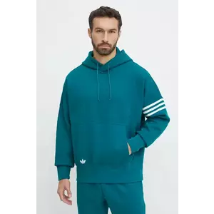adidas Originals bluza Neuclassics C Hoodie barbati, culoarea verde, cu glugă, cu imprimeu, JF9140 imagine