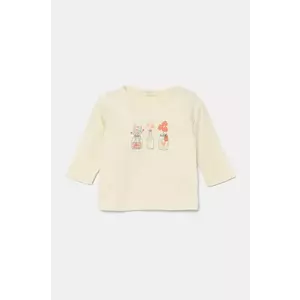 United Colors of Benetton longsleeve din bumbac pentru bebeluși culoarea bej, cu imprimeu, 3ATNA105I imagine