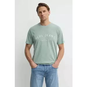 Pepe Jeans tricou din bumbac ALDRIDGE barbati, culoarea verde, cu imprimeu, PM509628 imagine