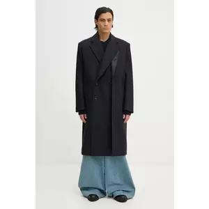 Y/Project palton de lana DOUBLE FRONT COAT culoarea albastru marin, de tranzitie, cu doua randuri de nasturi, 201CO006 imagine