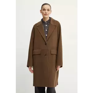 BOSS palton de lana culoarea verde, de tranzitie, oversize, 50518893 imagine