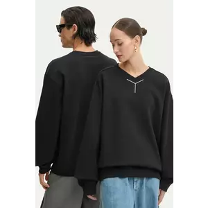 Y/Project hanorac de bumbac Y CHROME SWEATSHIRT culoarea negru, cu imprimeu, 204SH004 imagine