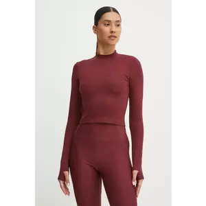 Casall longsleeve de yoga Soft Rib culoarea bordo, cu turtleneck, 24234 imagine