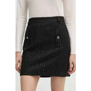 La Petite Française fusta de lana PFJUCHEE culoarea negru, mini, drept, PFJUCHEE imagine