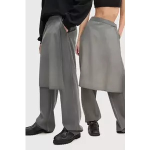 Sunnei pantaloni de lana culoarea gri, lat, high waist, RTWXBOT018 imagine