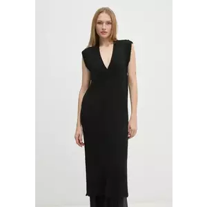 Sisley rochie din amestec de lana culoarea negru, midi, dreaptă, 1276MV00T imagine