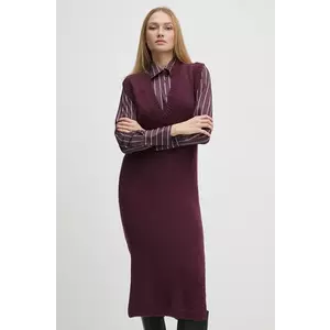 Sisley rochie din amestec de lana culoarea violet, midi, dreaptă, 1276MV00T imagine
