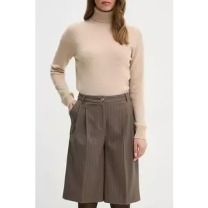 United Colors of Benetton pantaloni scurti femei, culoarea maro, modelator, high waist, 4KHSD901P imagine