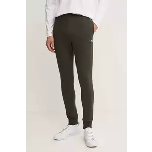 Lacoste pantaloni de trening culoarea verde, neted imagine