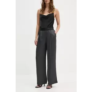 OUI pantaloni femei, culoarea gri, lat, high waist, 88773 imagine