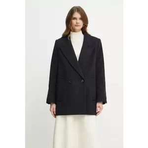 Ivy Oak palton de lana culoarea albastru marin, de tranzitie, cu doua randuri de nasturi, IO119100 imagine