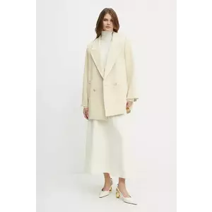 Ivy Oak palton de lana culoarea bej, de tranzitie, cu doua randuri de nasturi, IO119100 imagine