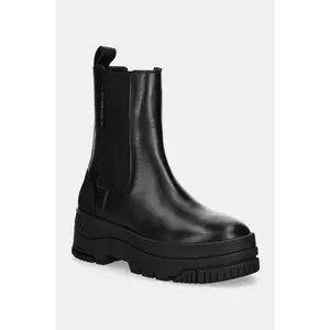 Tommy Jeans ghete chelsea de piele TJW CHELSEA FLATFORM BOOT femei, culoarea negru, cu platforma, EN0EN02597 imagine