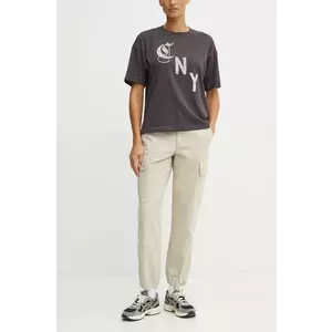 Champion pantaloni de bumbac culoarea gri, fason cargo, high waist, 117448 imagine