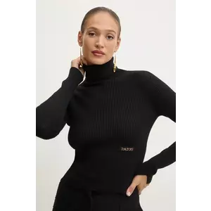 Patou pulover de lana femei, culoarea negru, cu guler, KN1848009 imagine