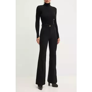 Patou pantaloni de lana culoarea negru, evazati, high waist, TR0420185 imagine