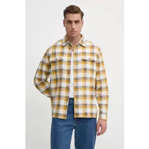 United Colors of Benetton camasa din bumbac barbati, culoarea galben, cu guler clasic, regular, 5H0EUQ04J imagine