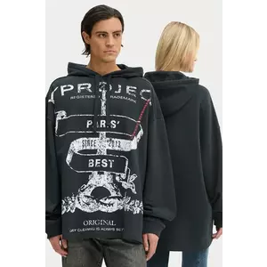 Y/Project hanorac de bumbac EVERGREEN PARIS' BEST PINCHED HOODIE culoarea negru, cu glugă, cu imprimeu, 204SH002 imagine