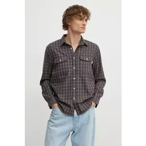 Pepe Jeans camasa MESSON barbati, culoarea maro, cu guler clasic, regular, PM308731 imagine