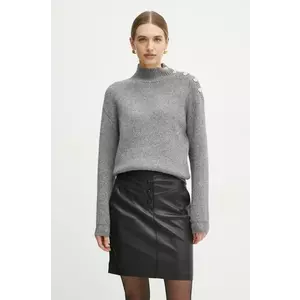 Morgan pulover din amestec de lana MSTORI femei, culoarea gri, cu turtleneck, MSTORI imagine