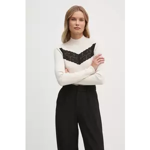 Sisley pulover de lână femei, culoarea bej, light, cu turtleneck, 1M9AL201V imagine