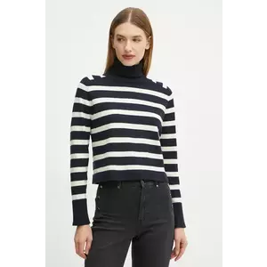 Morgan pulover MLAGON femei, culoarea albastru marin, light, cu guler, MLAGON imagine