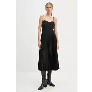 Theory rochie și pulover din amestec de lână culoarea negru, midi, evazată, O0805603 imagine