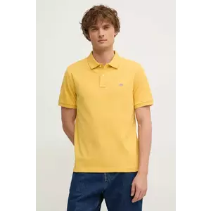 Gant polo de bumbac culoarea galben, neted imagine