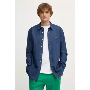 Lacoste camasa jeans barbati, culoarea albastru marin, cu guler clasic, regular imagine