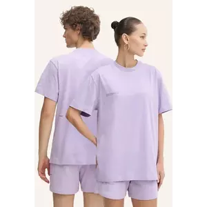 Pangaia tricou din bumbac culoarea violet, cu imprimeu imagine