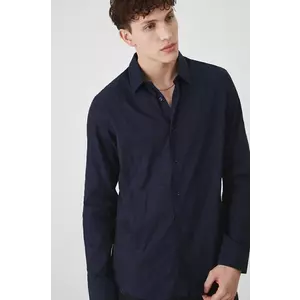 Medicine cămașă din bumbac bărbați, culoarea bleumarin, cu guler clasic, regular imagine