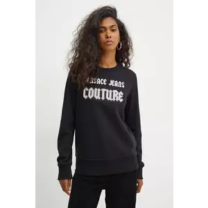 Versace Jeans Couture hanorac de bumbac femei, culoarea negru, cu imprimeu, 77HAIC02 CF00C imagine