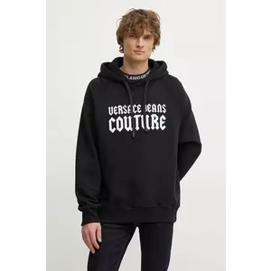 Versace Jeans Couture hanorac de bumbac barbati, culoarea negru, cu glugă, cu imprimeu, 77GAIL02 CF02L imagine