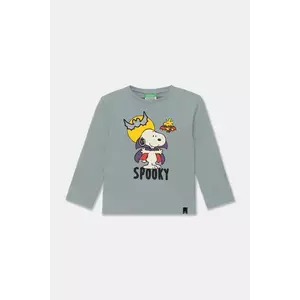 United Colors of Benetton longsleeve din bumbac pentru copii culoarea gri, cu imprimeu, 3VR5G10J9 imagine