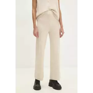 Answear Lab pantaloni din lână culoarea bej, drept, high waist imagine