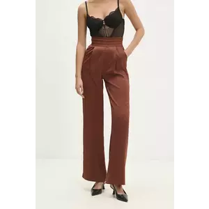 Answear Lab pantaloni femei, culoarea maro, lat, high waist imagine