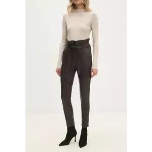 Answear Lab pantaloni femei, culoarea maro, mulata, high waist imagine