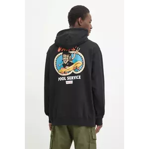 Vans hanorac de bumbac barbati, culoarea negru, cu glugă, cu imprimeu, VN000KTRBLK1 imagine