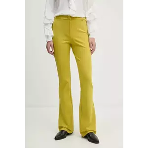 Gaudi pantaloni femei, culoarea galben, evazati, high waist, 421FD24004 imagine