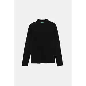 United Colors of Benetton longsleeve din bumbac pentru copii culoarea negru, cu turtleneck, 3AOUC201O imagine