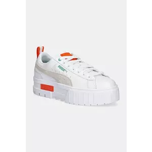 Puma pantofi Mayze Lth culoarea alb, cu platforma imagine