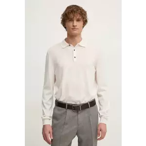 BOSS pulover de lana barbati, culoarea bej, light imagine