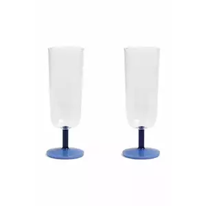 &k amsterdam set de pahare de șampanie mingle blue 250 ml imagine